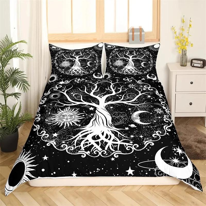 Comforter Moon And Sun Black And White Bedding Soft Tree Of Life All Galaxy Stars Mandala Tribal Decor For Women
