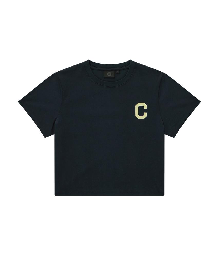 COVERNAT WOMAN Crop Cool Cotton C-Logo T-Shirt Navy