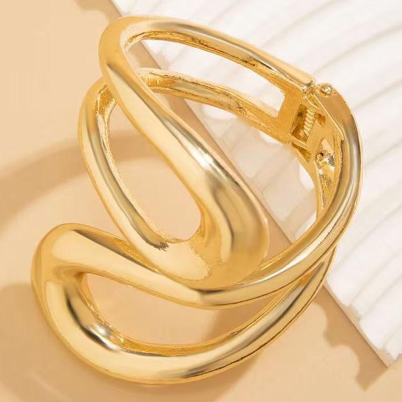 New Exaggerate Geometry Irregular Hollowed-Out Cross Open Mouth Bangle for Woman Adjustable Bracelet Paty Zircon Daily Wear