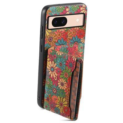 For Google Pixel 8a Case Leather Card Holder Phone Cover Floral Flower Pattern