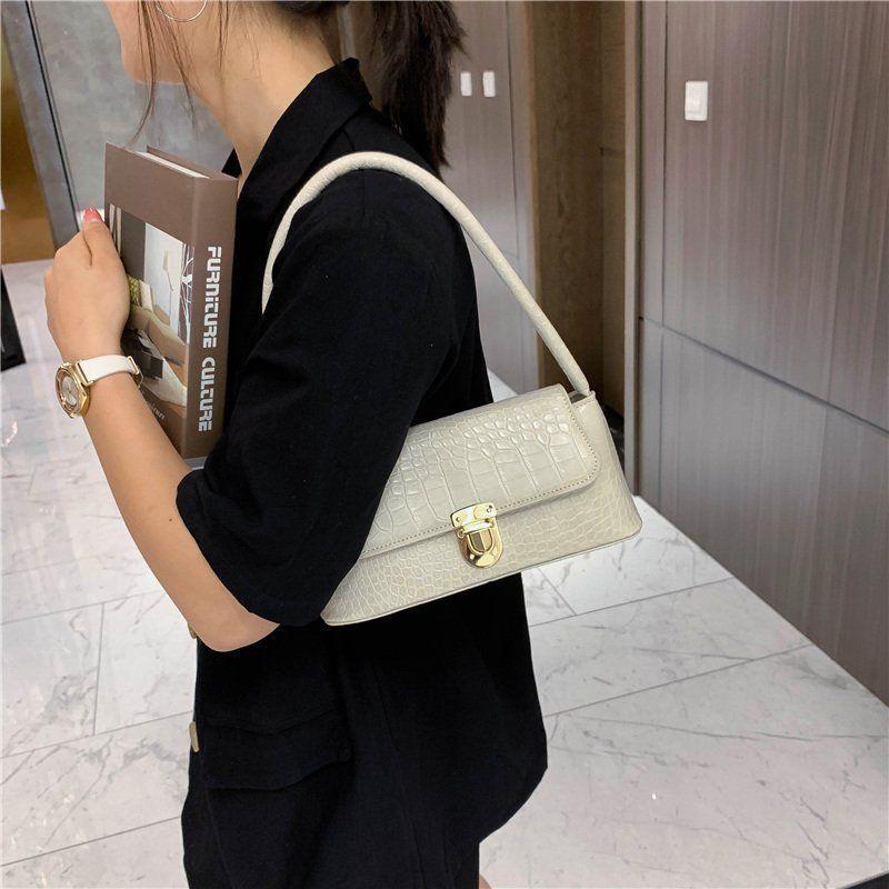 French Niche Bag, New Net Red Popular Shoulder Bag, Korean Version of The Hundred with Stone Pattern Fashion Armpit Bag