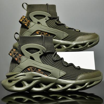 Men's Sports Shoe Fish Scale Flying and Breathable Running Shoes Youth Tide Shoes Large Size Fitness Jogging Shoes