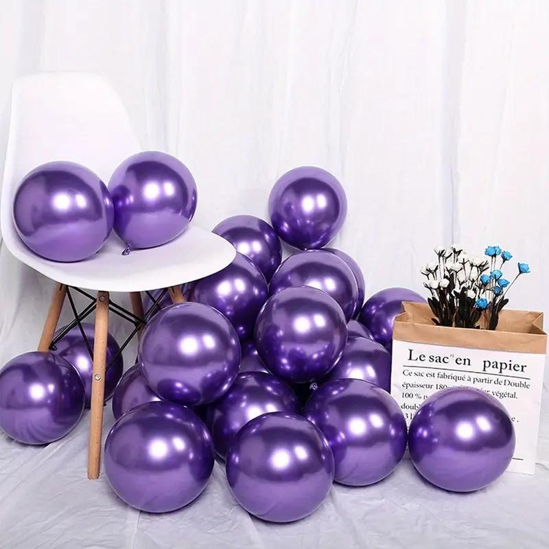 52 Pink & Purple Balloons: 12-inch Metallic Floral & Latex Sequin Party Set