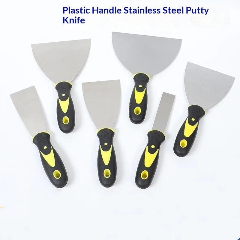Stainless Steel Putty Knife Plastic Handle Scraper Flexible Blade Filling Painting Tool For Diy Wall Renovation Construction Use