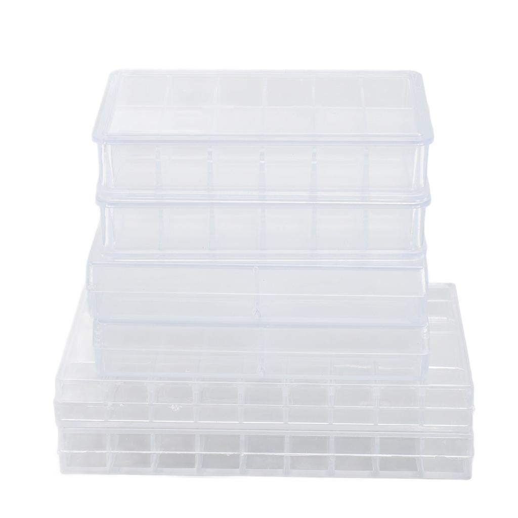 6 Pcs Watch Parts Storage Box 10 12 18 Grids Multi Functional Clear Plastic Precise Parts Screw