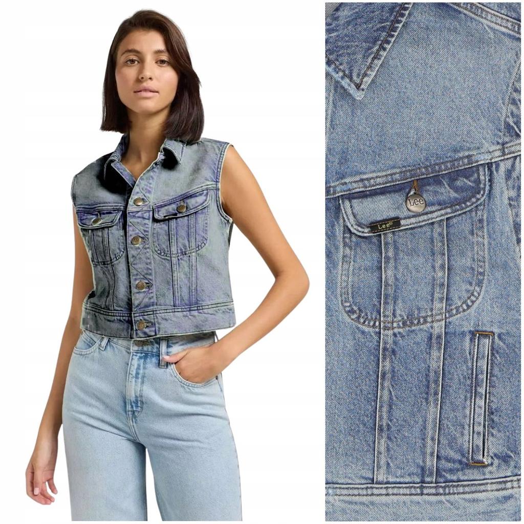 Lee Boxy Rider Vest Blue Indigo Loose Denim Vest Women's S