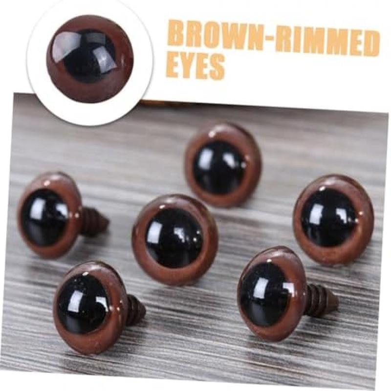 20 Pieces Safety Eyes Plastic Brown for Amigurumi Plush Toy Crafting with Sparkling Gloss and Realistic Look for DIY Teddy Bears and Stuffed Animals