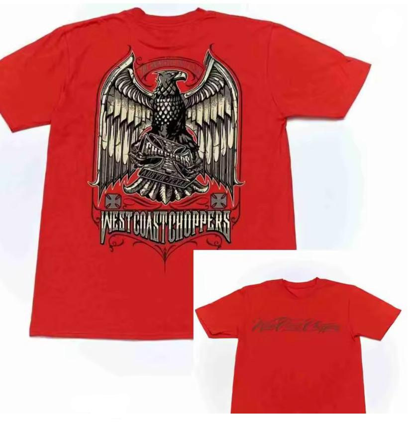 West Coast Choppers Red Cotton T Shirt with Eagle detail, USA Paul Walker Unisex T-Shirt XXL
