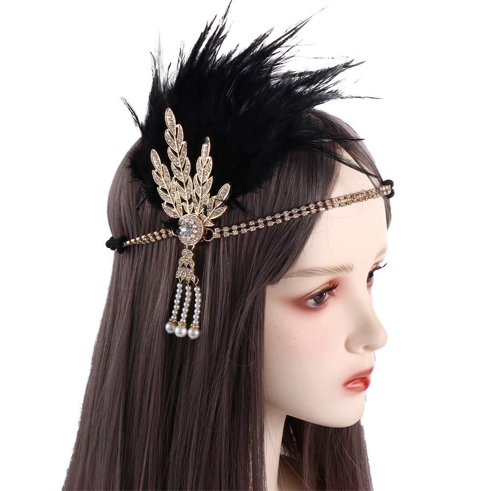Tassels Korean Style Headband Masquerade Party Hair Accessories Sequin Hair Band Feather Headwear