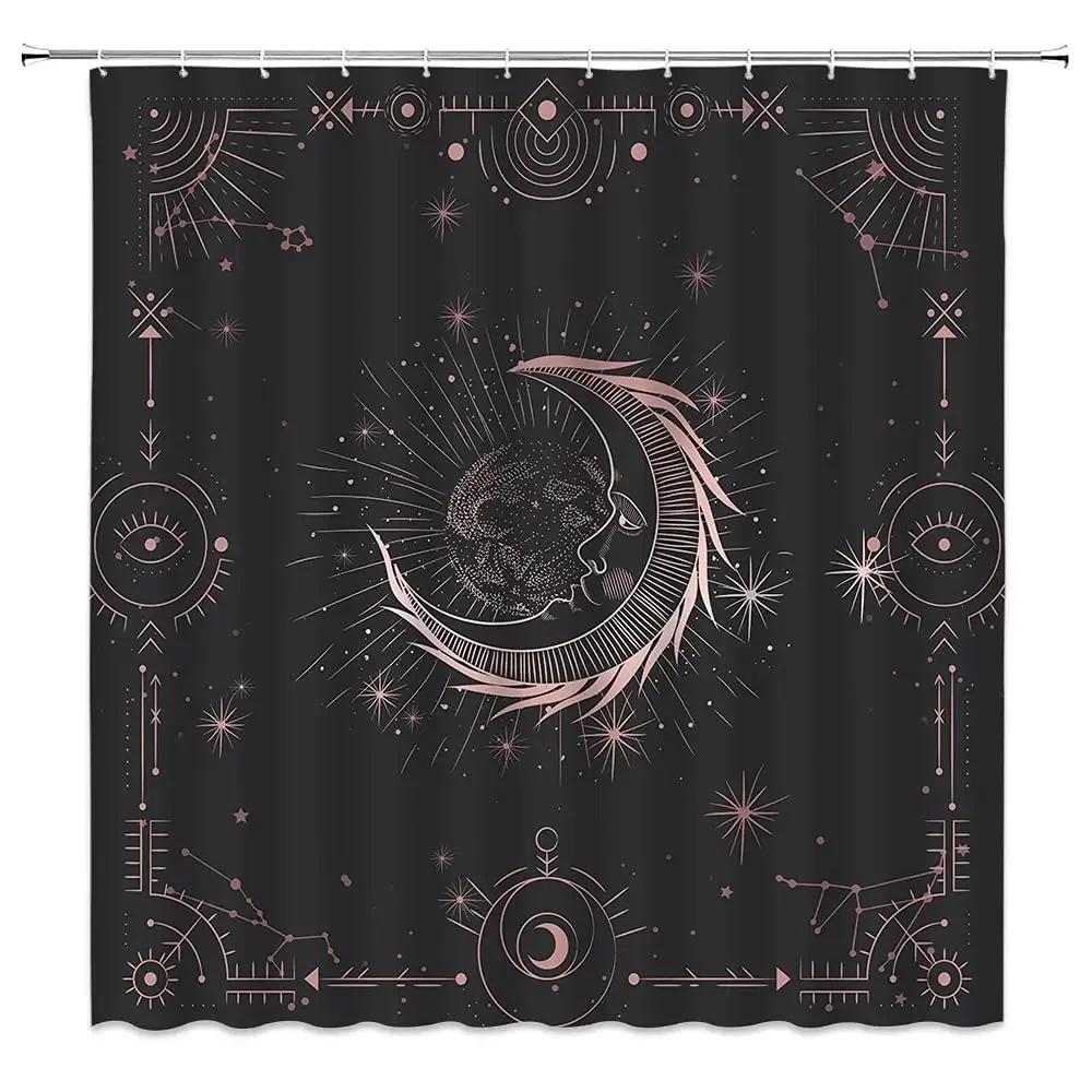 Astrology Shower Curtain Planetarium Themed Astronomical Image of Constellations with Horoscopes Cloth Fabric Bathroom Decor Set