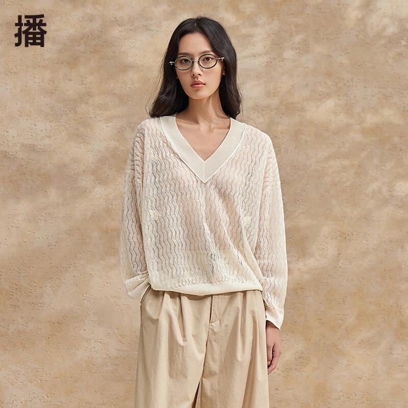 

Broadcast Women s Floral Embroidered V-Neck Knit Top L