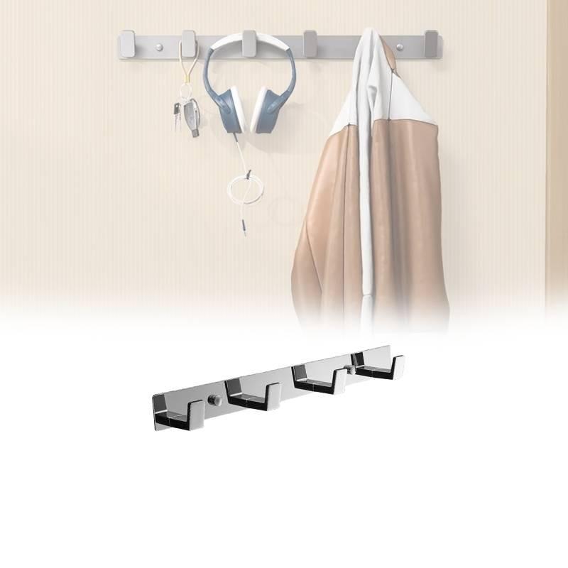 4 Hooks Coat Wall Mount Screw Hook Chrome Bath Towel Robe Rack Bathroom Kitchen