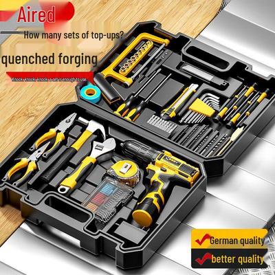 Aierde Multifunctional Household Tool Set with Electric Drill for Woodworking and Repairs