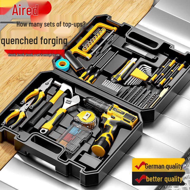 Aierde Multifunctional Household Tool Set with Electric Drill for Woodworking and Repairs