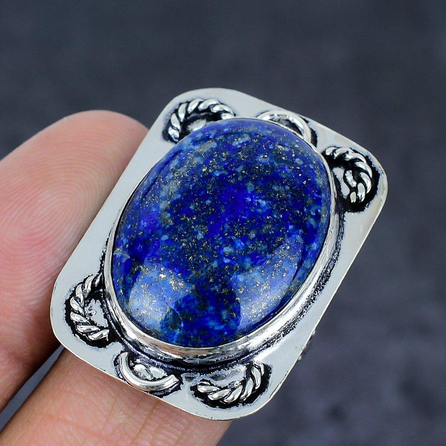 Lapis Lazuli Gemstone Handmade 925 Sterling Silver Jewelry Gift Ring Size 9 w8h34