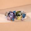 Anillos de circonita cúbica de colores de moda para mujer, anillo de dedo de color plateado, joyería para fiesta de cóctel y festival, regalo