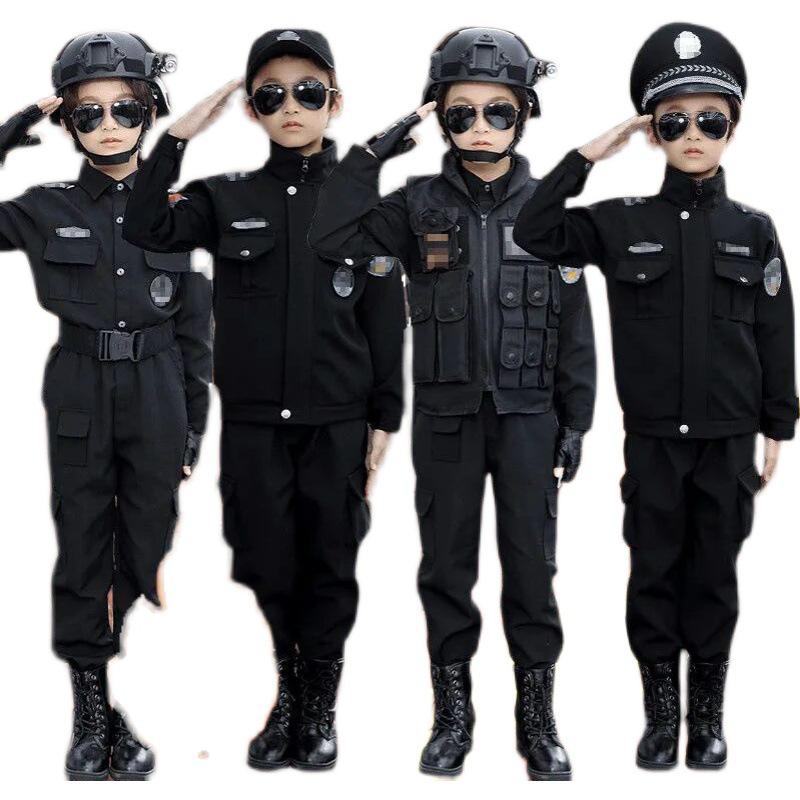 Dětská policejní uniforma - Zimní sametový kostým pro kluky a holky do školky