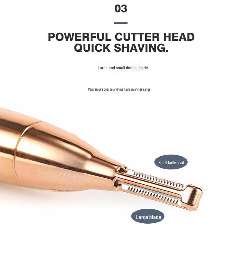 Electric Hair Removal Tool for Women: Facial, Lip, Nose, Underarms & Private Areas, with Mini Eyebrow Trimmer