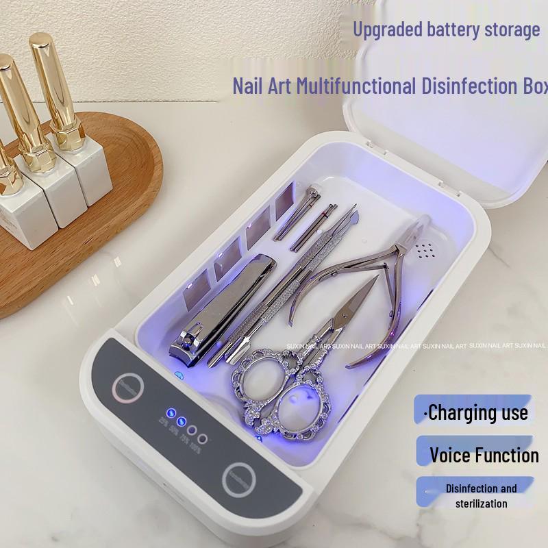 

Беспроводной УФ-стерилизатор для маникюрного салона: Перезаряжаемый дезинфекционный бокс для маникюрных инструментов, PMU кусачки для кутикулы и стальной пушер