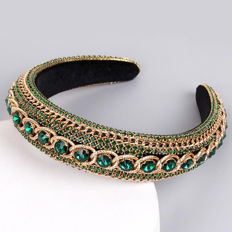 Water Drill Baroque Headband With Crystal Chain For Womens Fashion Accessories