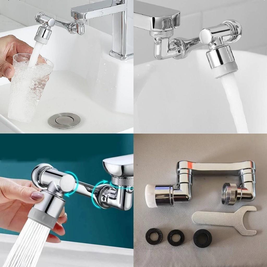 Copper Mechanical Arm Faucet Extender 1080 Rotating Face Basin Foamer Multi-function Splash-proof Water Nozzle