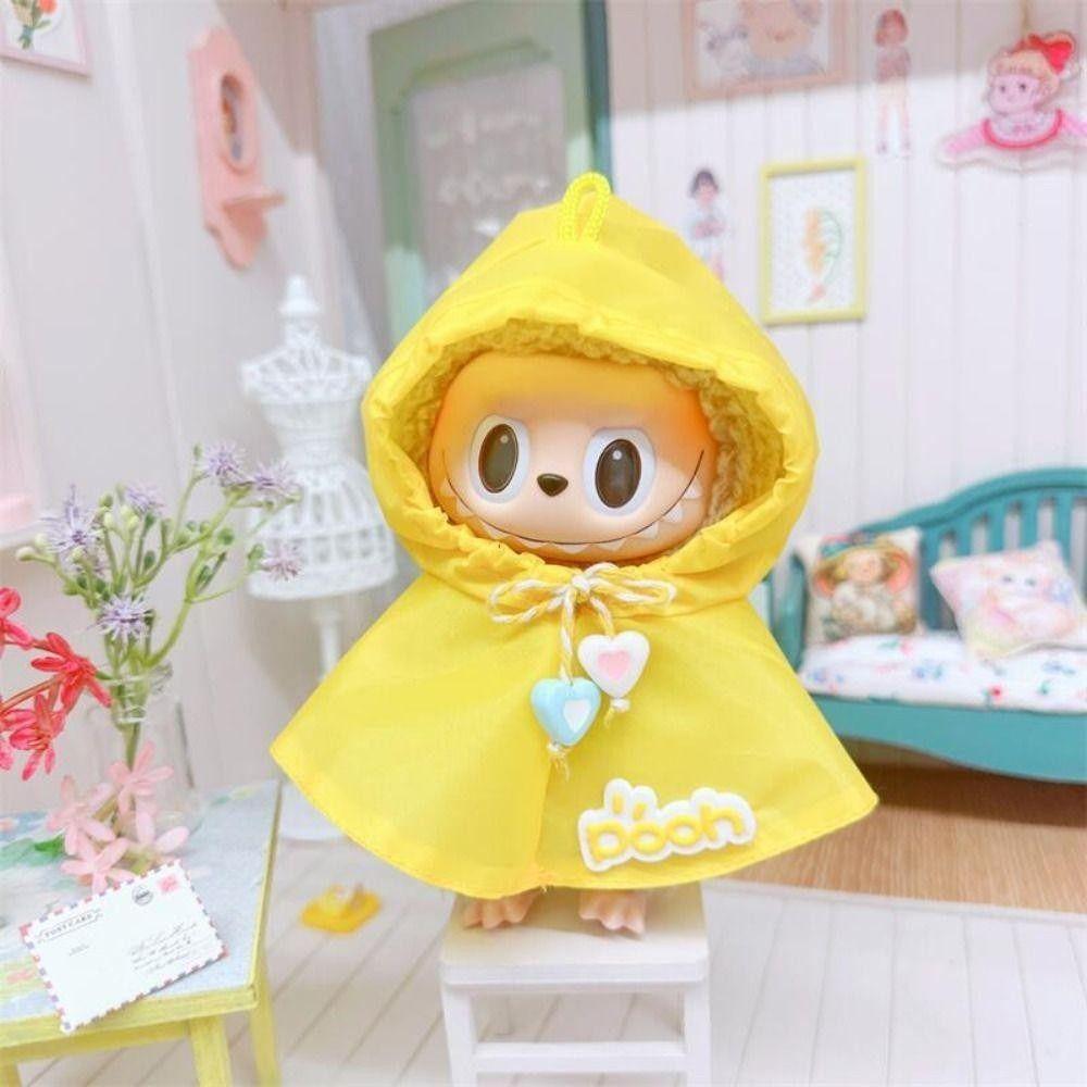 17cm Labubu Raincoat Doll Clothes 10cm 15cm Cotton Doll Starfish Body Sunscreen Suit Yellow Green Raincoat Pendant