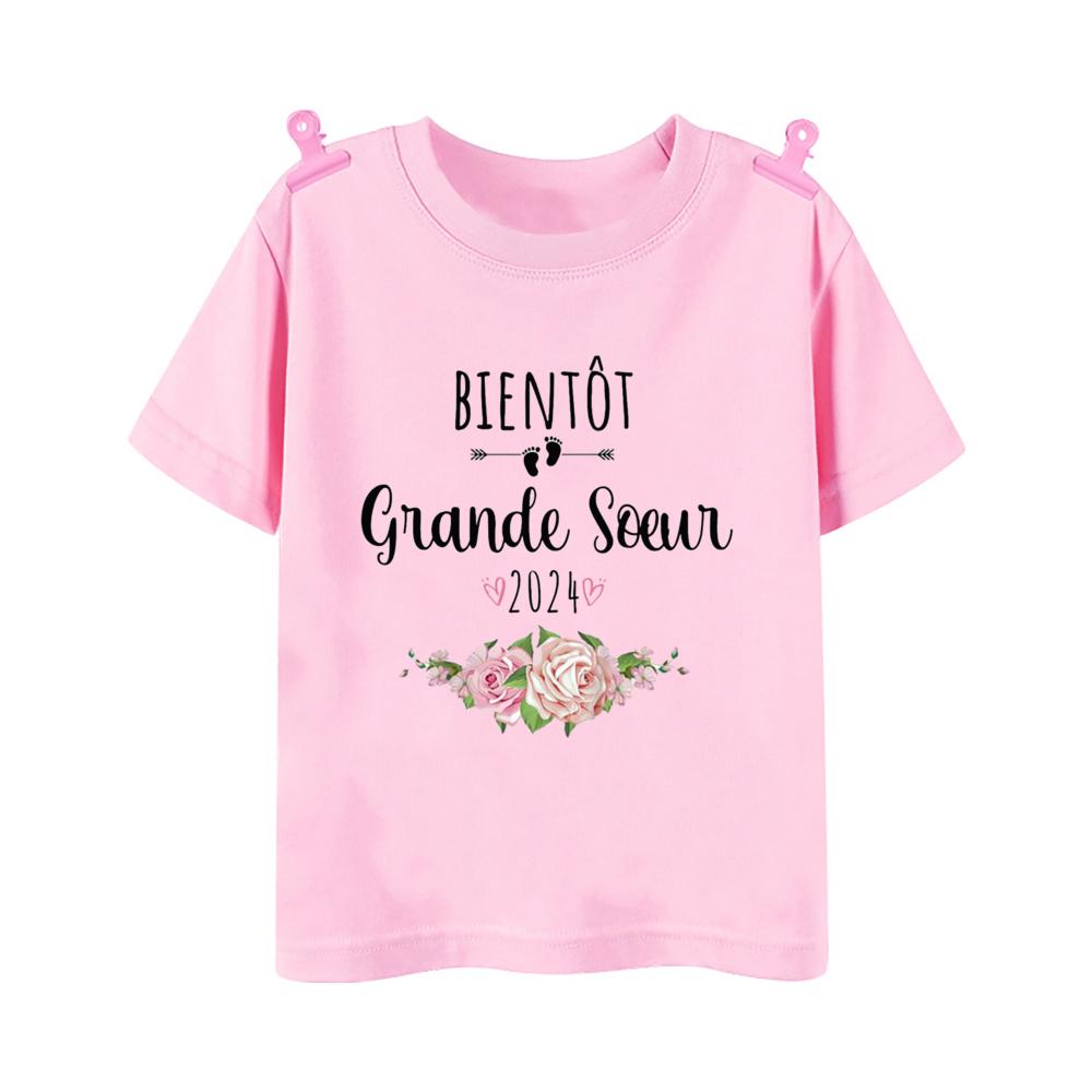 I Will Become A Big Sister Rainbow Print Kids Shirt Baby Announcement T-shirt Friend Printed Girls Tops Child Short Sleeve Tee