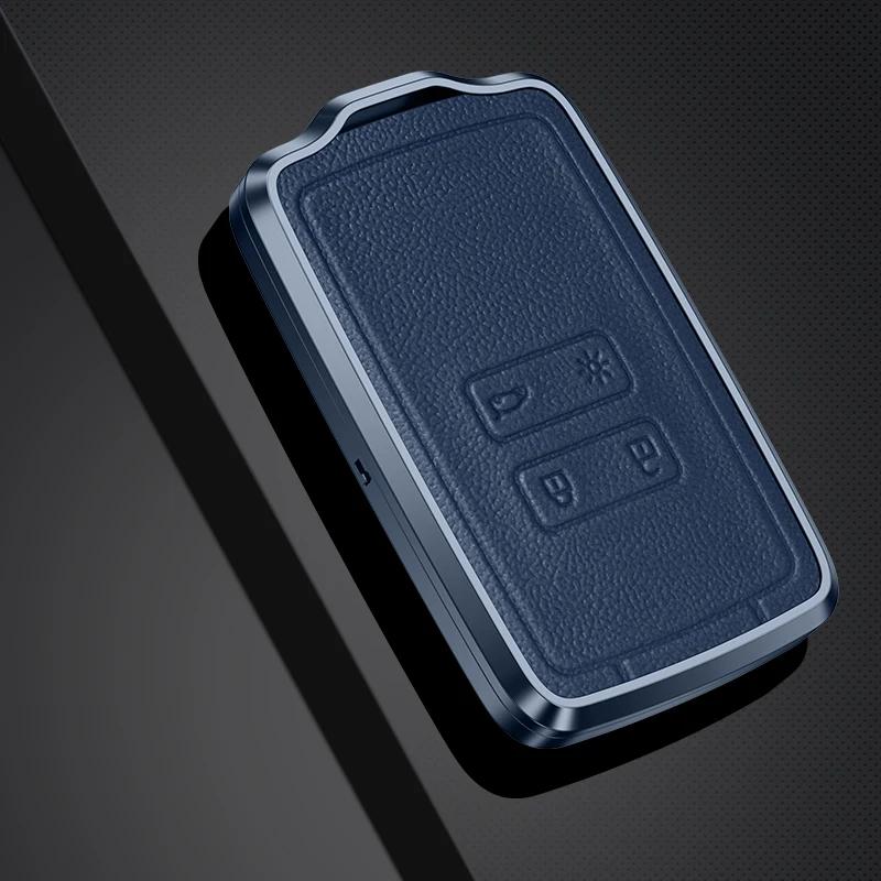 

Чехол для автомобильного ключа из алюминиевого сплава и кожи для Renault Captur Megane Talisman Espace Clio Zoe Koleos Scenic Arkana Sandero Kadjar синий