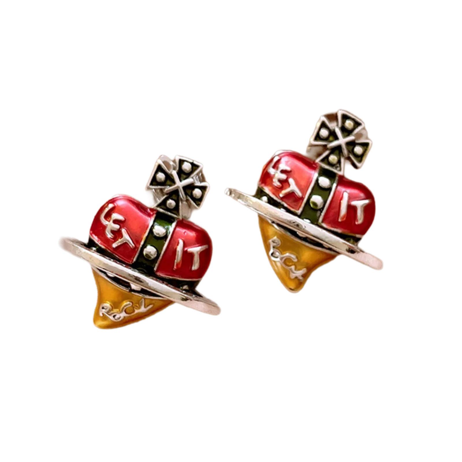 

Трендовые серьги-пусеты с дизайном сердец и крестов, милые и дерзкие, серьги-аксессуары для ушей, отлично подходящие для дополнения нарядов