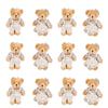 12-48PCS Mini Bear Stuffed Animal Toys Bulk 10cm Soft Plush Bears with Burlap Clothes for Baby Shower Birthday Party Decoration