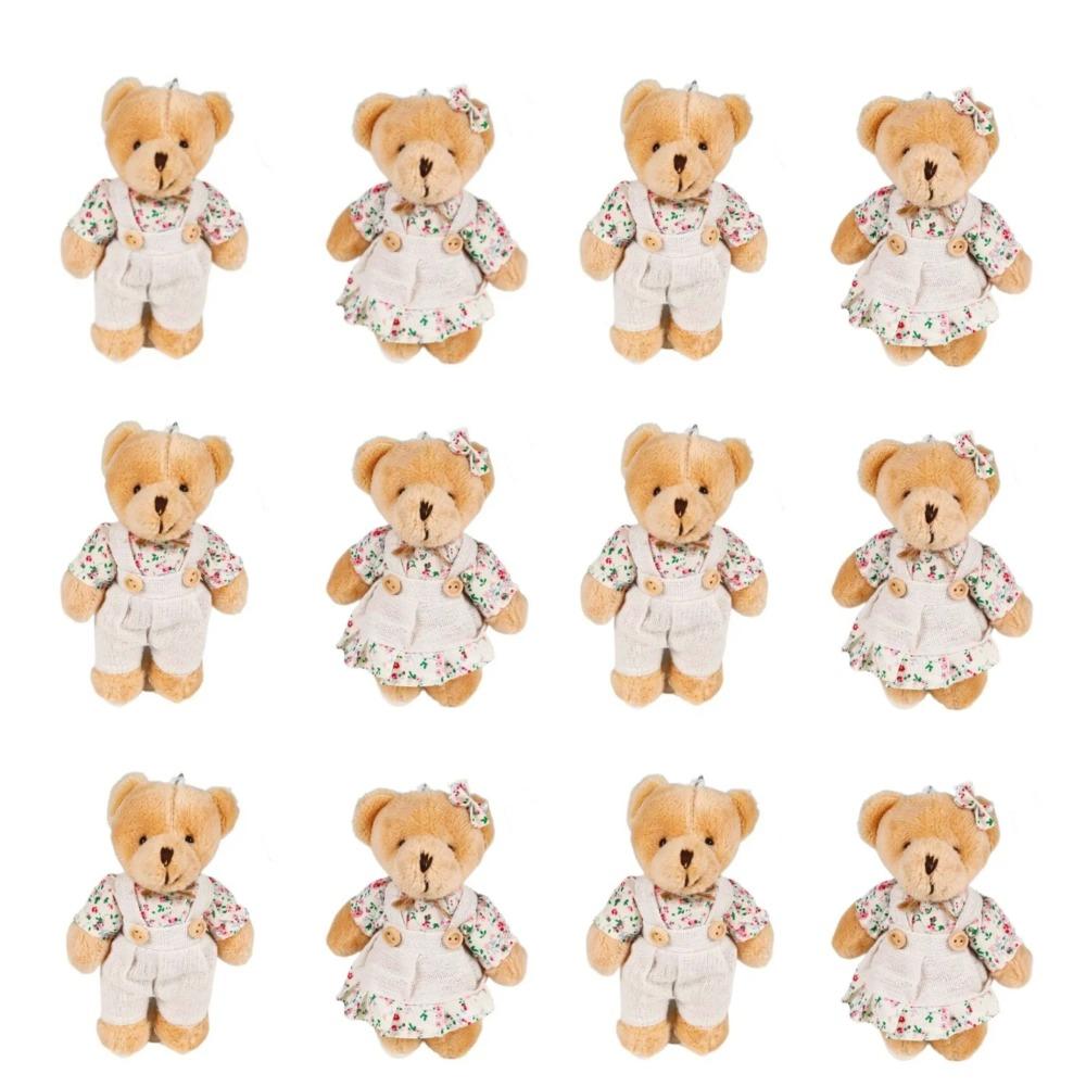 12-48PCS Mini Bear Stuffed Animal Toys Bulk 10cm Soft Plush Bears with Burlap Clothes for Baby Shower Birthday Party Decoration