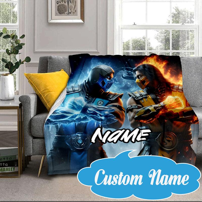 Custom Name Thunderous Warrior's Kombat Blanket bed sofa Blanket Flannel Blanket for Camping, Hiking, Picnic Essentials,gift for Fan family