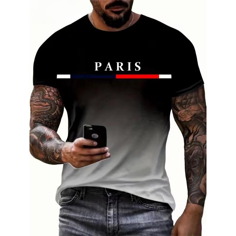 Summer Gradient Print T Shirt Men Fashion Graphic T Shirts 3D Print Men's Clothing Round Neck T-shirts for Men Street Tops