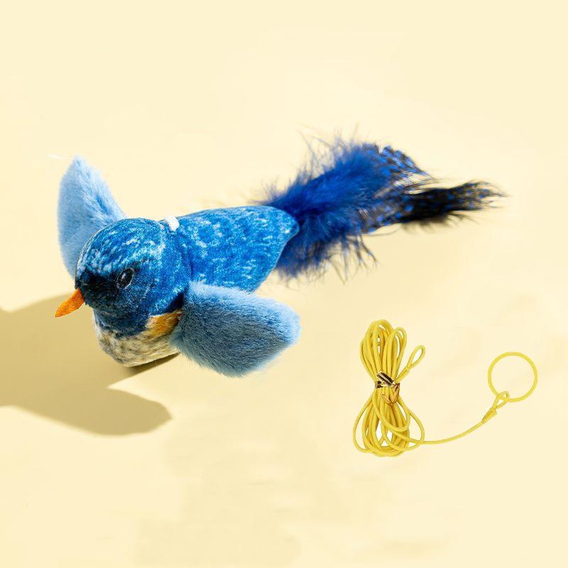 Cat Teaser Toy Interactive Imitation Bird Squeaky Catnip Kitten Toy Hanging Door Cat Feather Toy Accessories
