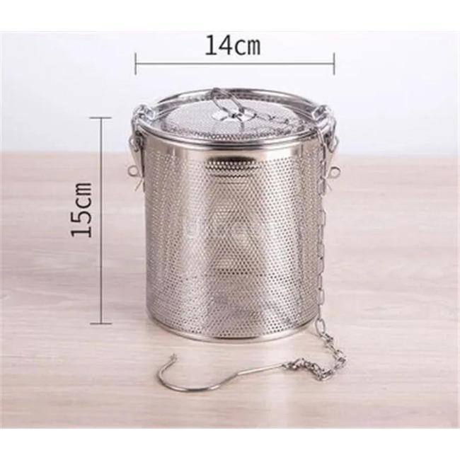 Kulatý otvor 304 nerezová ocelová kořenící taška na omáčku, polévku, chuť koření, košík, solný hrnec, oddělovač strusky, cedník, sítka