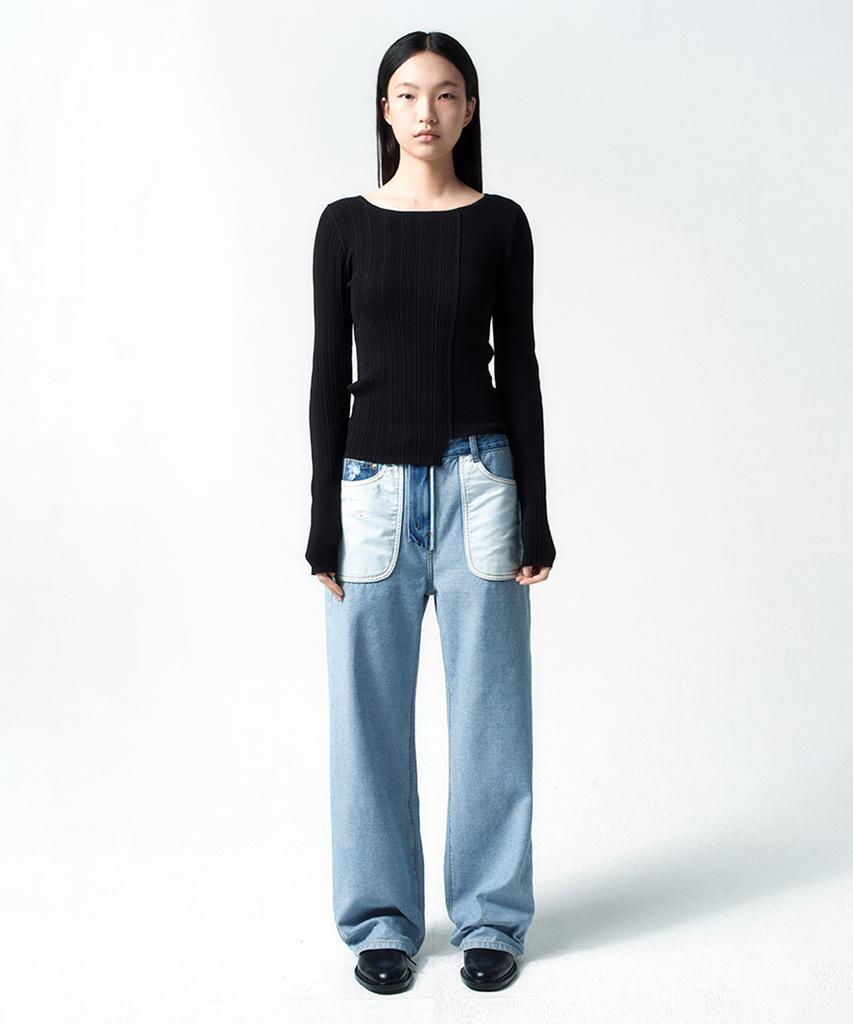 INSILENCE WOMEN Asymmetrical Mixed Knit Black