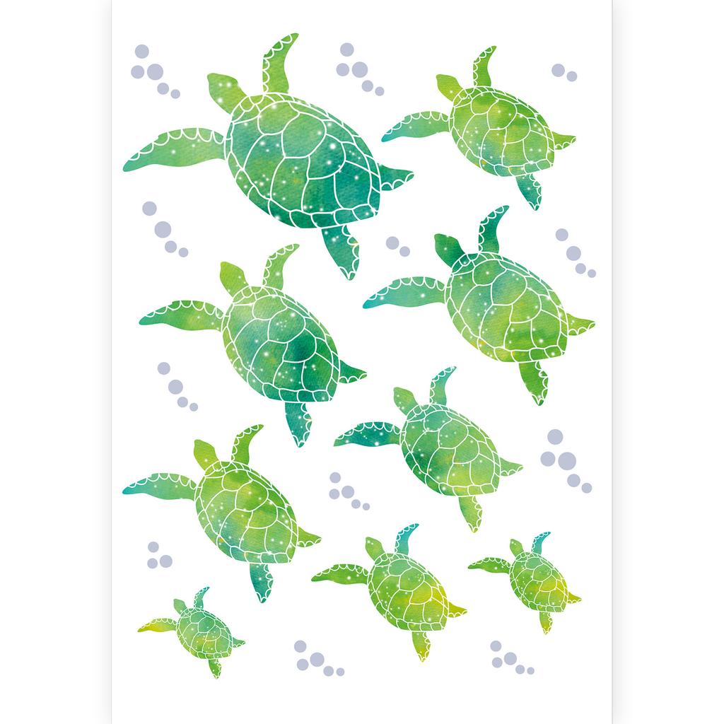1 Sheet Sea Turtle Wall Stickers,Vinyl Underwater Ocean Waterproof Wall Decals for Home Office