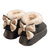 Women's Thick-Soled Cotton Slippers - Autumn/Winter Warm Velvet Snow Boots with Bow - Indoor/Outdoor All-Inclusive Heel.