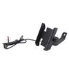 Black Motorcycle Scooter Charging Phone Holder 360 Degrees  Rotation ATV Tricycle Mount Bracket for 4‑6.5in DC12V