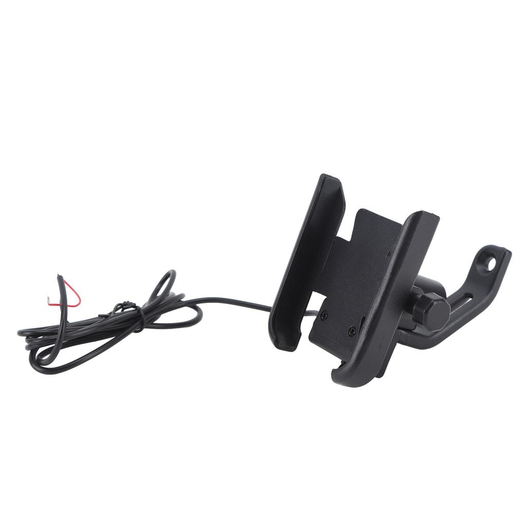 Black Motorcycle Scooter Charging Phone Holder 360 Degrees  Rotation ATV Tricycle Mount Bracket for 4‑6.5in DC12V