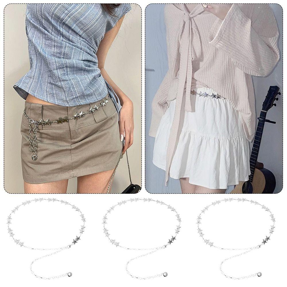 

Punk Dress Metal Chain Gold Silver Metal Waist Chain Decorative Chain Belt Body Jewelry A