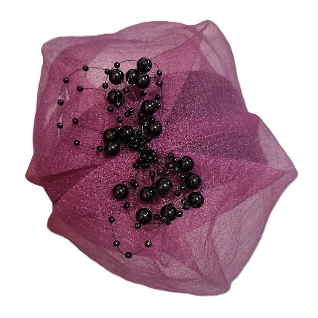 Half Caps Crepe Ruffle Hairhoop for Women French Headband 1920s Fascinator Hat Evening Dresses Hat for Formal Occasion