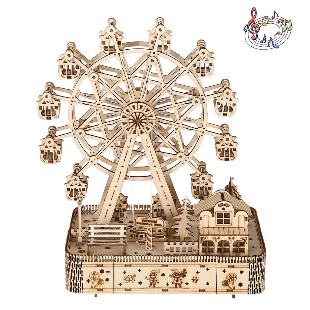 ferris wheel 3D Wooden Puzzle, Scale Model,DIY Model Kit, Handcraft Gift,Home Decoration,Mechanical Model Kit, Building Toy
