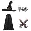 Witch Cosplay Costume Including Witch Cloak Witch Hat Eyemask and Gloves, for Girl Cosplay Party Carnivals Masquerade