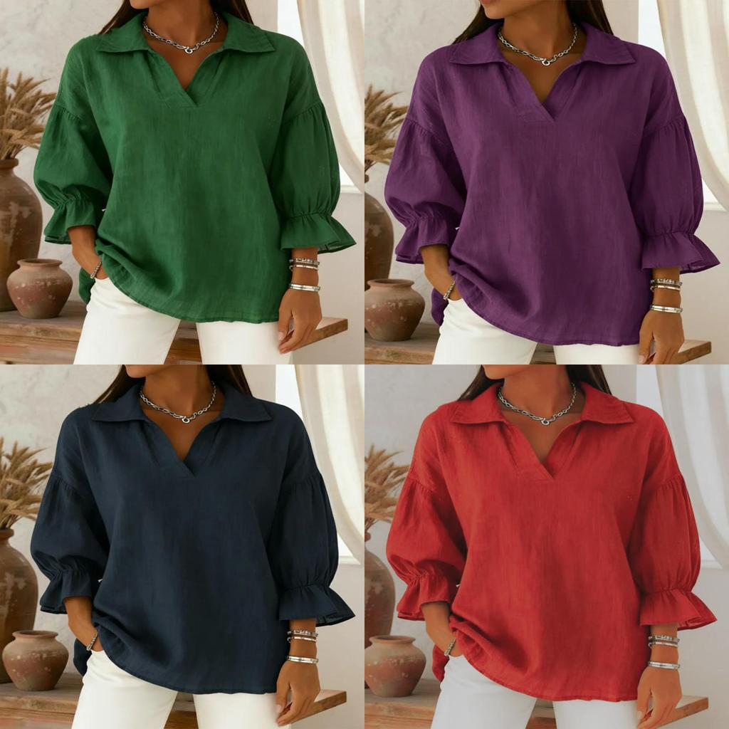 Vintage Art Casual Shirt With Splicing Fabric For Women Spring Autumn Wear
