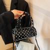 Niche design bag women's 2025 new summer shoulder messenger bag polka dot portable cylinder bag