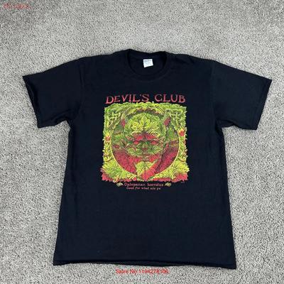 Teufelsklauen T-Shirt Herren Groß Schwarz Oplopanax Horridus Botanisch Vintage Gewaschen Leicht Designer-Kleidung Atmungsaktiv Stilvoll