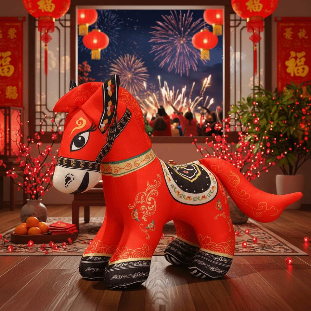 Lively Cute Design Year of Horse Plush Toy Horse Mascot Plush Toy  New Year Celebration