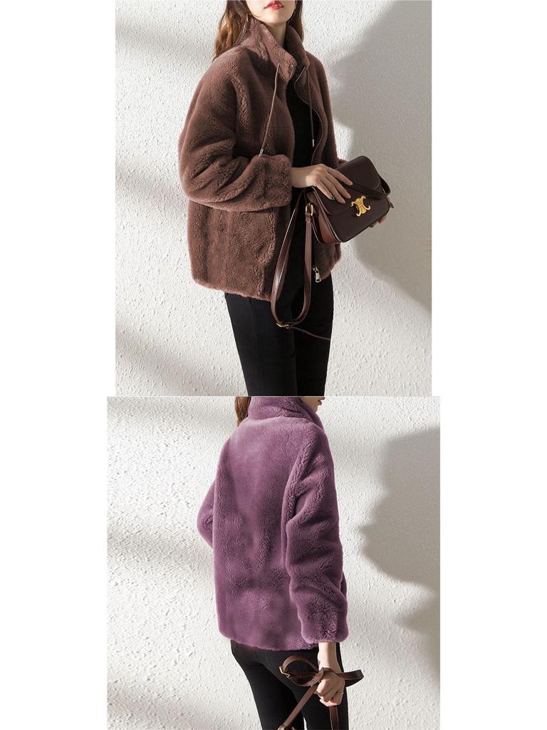 Women's Winter Stand Collar Fleece Coat - Thickened, Double-Sided Zipper Cardigan Sweater