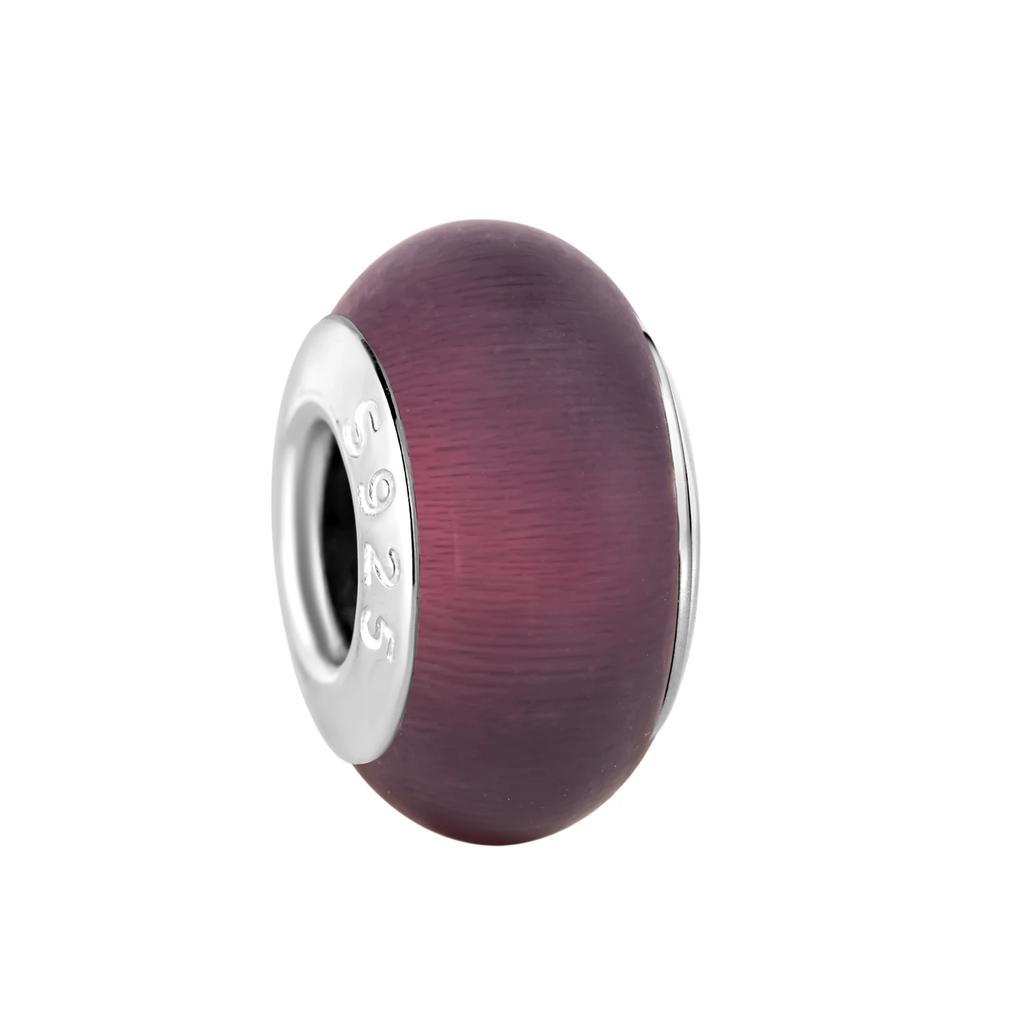 Brand New Authentic Original Copper Metal Murano Glass Charm Bead Component Colorful Matte Cat eyes Charm Bead Component Designed For Necklace